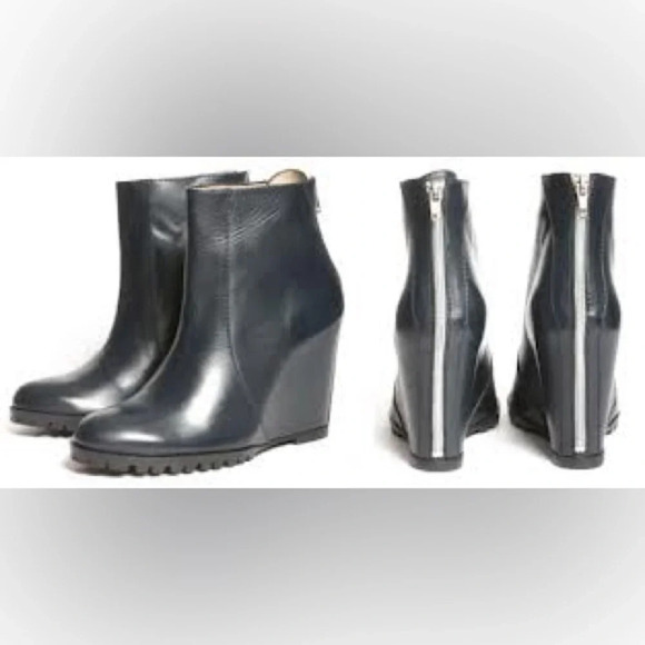 MiniMarket Wedge Ankle Boots in Black leather Size: 41 EU/ 10 US - Picture 1 of 6